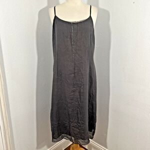 Trio Midi Dress Womens 12‎ Silk Gray Beaded Fairy Whimsical 90s Y2K